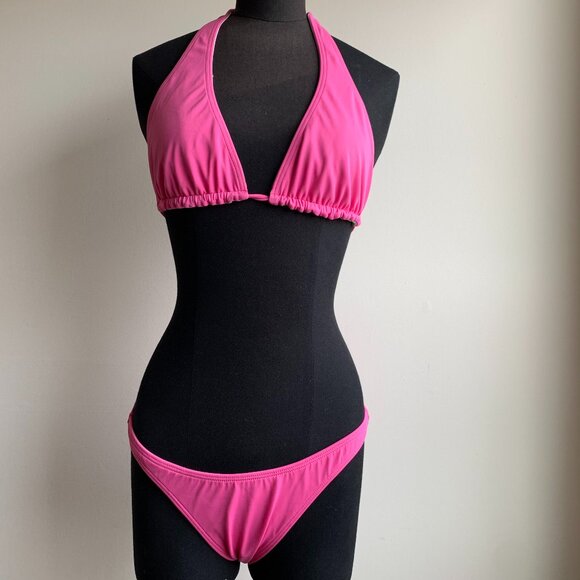 Billabong surf BLUE CRUSH era Vintage bikini pink reversible halter top set RARE - Picture 2 of 7